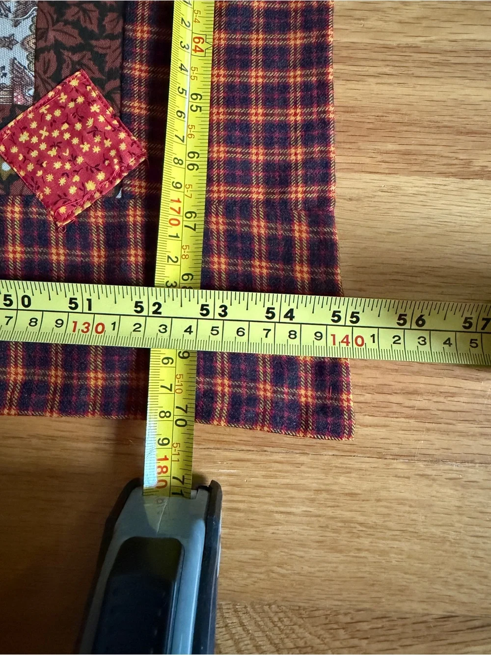 Vintage Handmade Patchwork Quilt Top Log Cabin Unfinished Craft Tablecloth 55x70